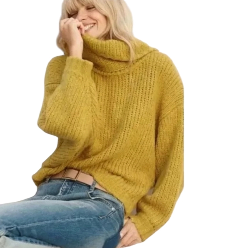 Anthropologie Pilcro Zamora Cowl Neck Crop Oversized Boho Fall Sweater - Women's